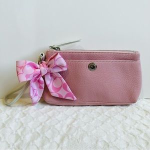 Coach light pink leather wristlet clutch